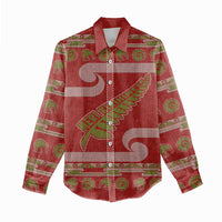 New Zealand Christmas Women Casual Shirt Meri Kirihimete Silver Fern Knit Style Green Color - Polynesian Pride