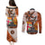 fiji-australia-rugby-couples-matching-puletasi-dress-and-long-sleeve-button-shirts-kangaroo-and-palm-tree-orange-tapa-pattern-mix-aboriginal