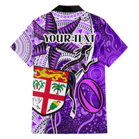 Personalised Fiji Australia Rugby Family Matching Summer Maxi Dress and Hawaiian Shirt Kangaroo and Palm Tree Purple Tapa Pattern Mix Aboriginal LT03 - Polynesian Pride
