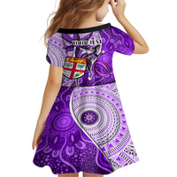Personalised Fiji Australia Rugby Family Matching Tank Maxi Dress and Hawaiian Shirt Kangaroo and Palm Tree Purple Tapa Pattern Mix Aboriginal LT03 - Polynesian Pride