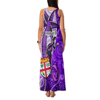 Personalised Fiji Australia Rugby Family Matching Tank Maxi Dress and Hawaiian Shirt Kangaroo and Palm Tree Purple Tapa Pattern Mix Aboriginal LT03 - Polynesian Pride