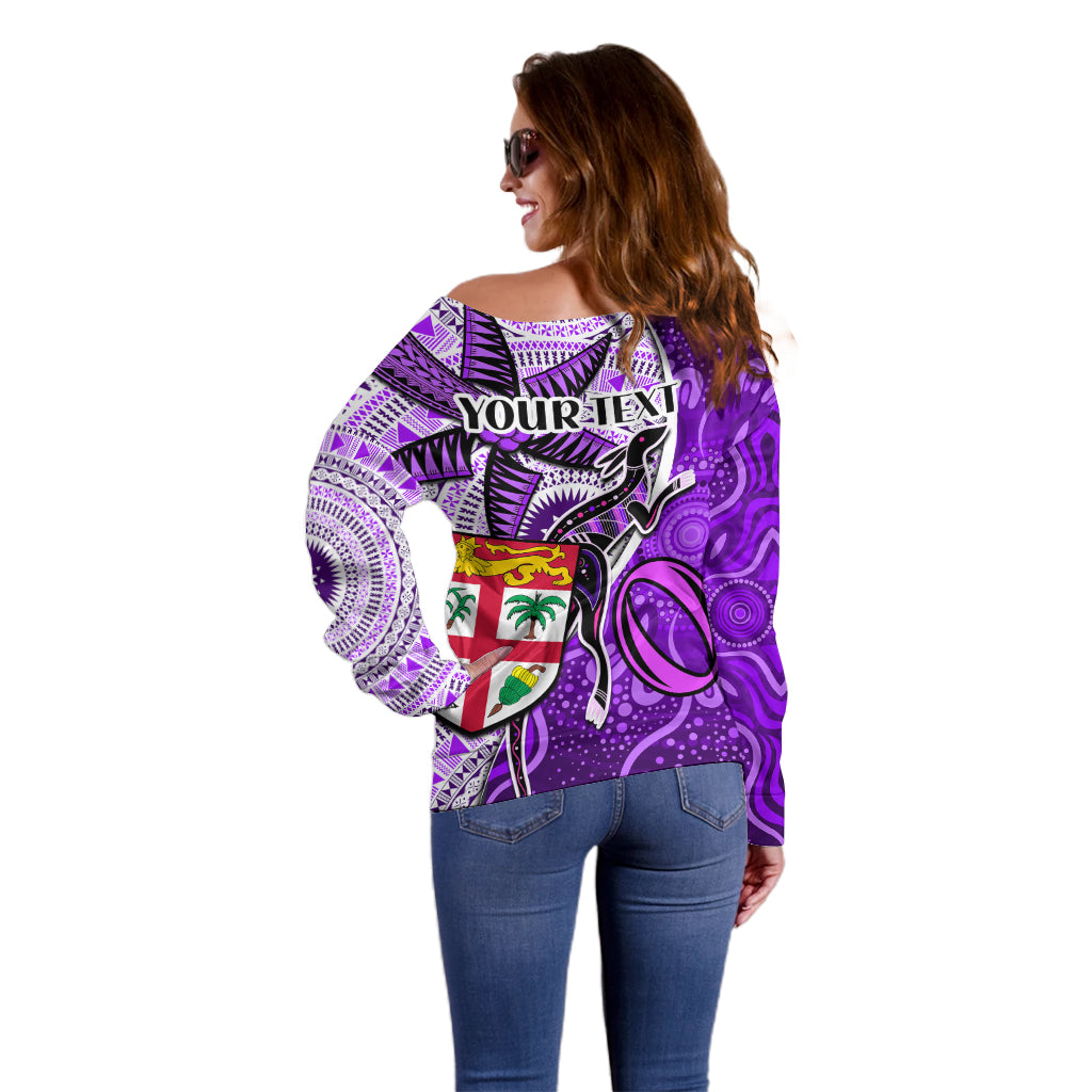 personalised-fiji-australia-rugby-off-shoulder-sweater-kangaroo-and-palm-tree-purple-tapa-pattern-mix-aboriginal