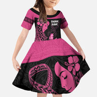 Breast Cancer Awareness Family Matching Mermaid Dress and Hawaiian Shirt Think Pink Polynesian Ribbon and Butterfly LT03 Daughter's Dress Pink - Polynesian Pride