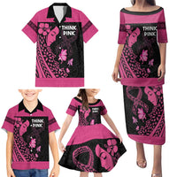 Breast Cancer Awareness Family Matching Puletasi and Hawaiian Shirt Think Pink Polynesian Ribbon and Butterfly LT03 - Polynesian Pride
