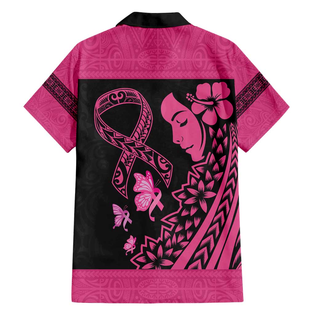 Breast Cancer Awareness Family Matching Puletasi and Hawaiian Shirt Think Pink Polynesian Ribbon and Butterfly LT03 - Polynesian Pride