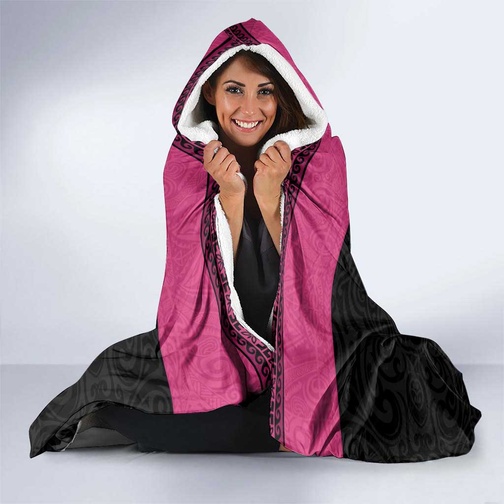Breast Cancer Awareness Hooded Blanket Think Pink Polynesian Ribbon and Butterfly