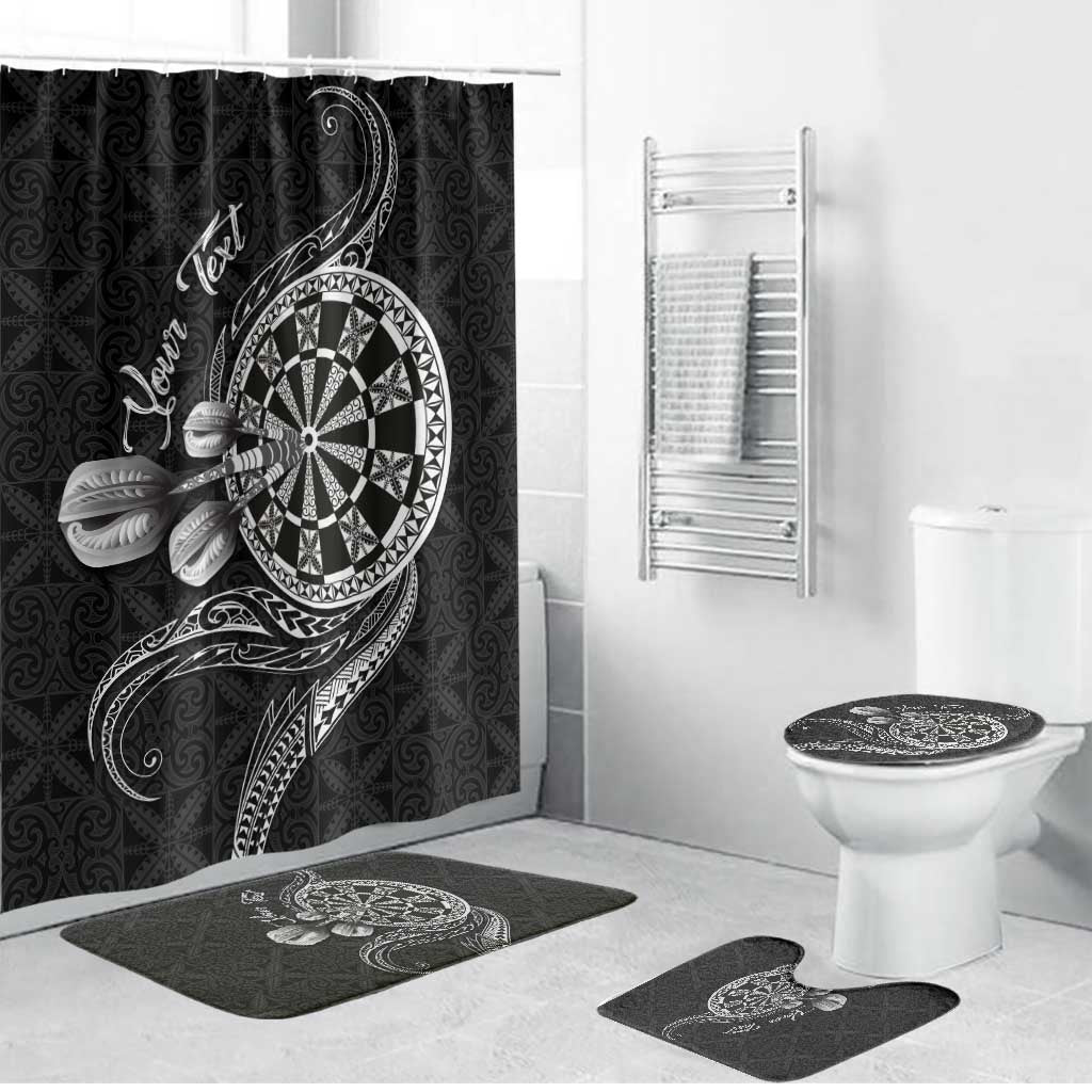 Personalised Niue Darts Masters Bathroom Set Tribal Hiapo Dartboard LT03 Bathroom Set (4 pcs) Black - Polynesian Pride