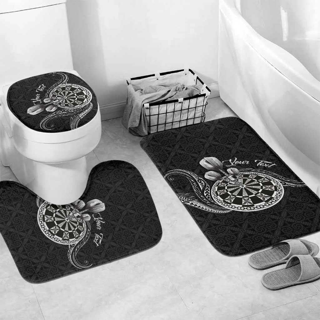 Personalised Niue Darts Masters Bathroom Set Tribal Hiapo Dartboard LT03 Mat Set Only (3 pcs) One Size Black - Polynesian Pride