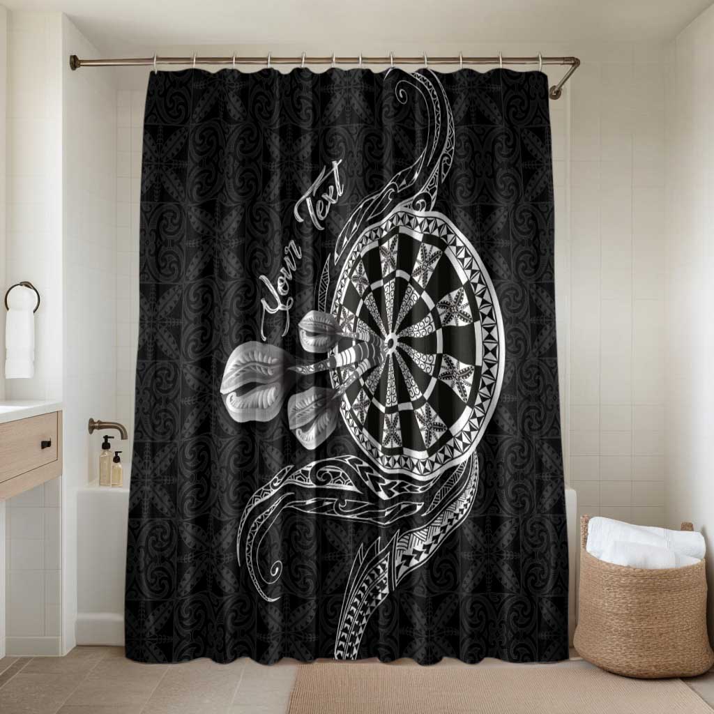 Personalised Niue Darts Masters Bathroom Set Tribal Hiapo Dartboard LT03 Shower Curtain Only Black - Polynesian Pride