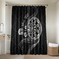Personalised Niue Darts Masters Bathroom Set Tribal Hiapo Dartboard LT03 Shower Curtain Only Black - Polynesian Pride