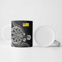 Personalised Niue Darts Masters Ceramic Mug Tribal Hiapo Dartboard - Polynesian Pride