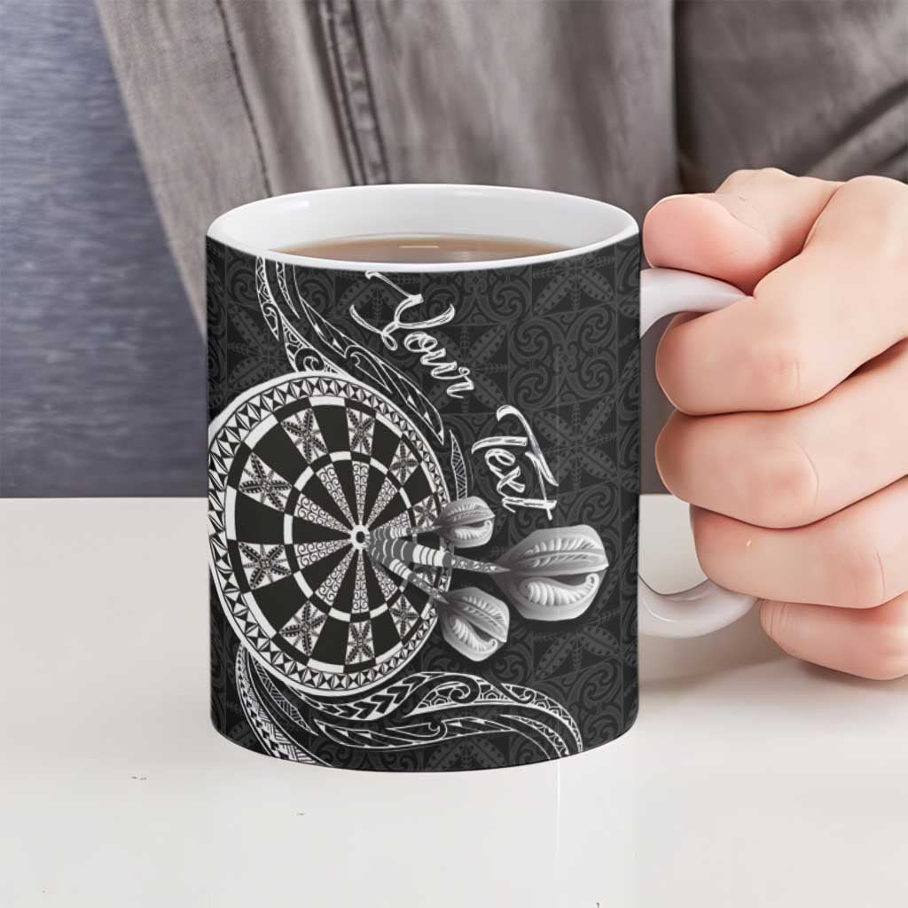 Personalised Niue Darts Masters Ceramic Mug Tribal Hiapo Dartboard - Polynesian Pride