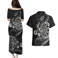 Personalised Niue Darts Masters Couples Matching Puletasi and Hawaiian Shirt Tribal Hiapo Dartboard LT03 - Polynesian Pride