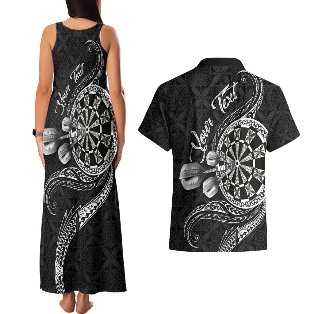 Personalised Niue Darts Masters Couples Matching Tank Maxi Dress and Hawaiian Shirt Tribal Hiapo Dartboard LT03 - Polynesian Pride