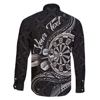 Personalised Niue Darts Masters Family Matching Off The Shoulder Long Sleeve Dress and Hawaiian Shirt Tribal Hiapo Dartboard LT03 - Polynesian Pride