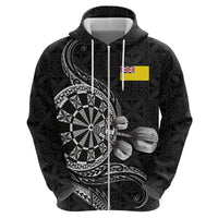 Personalised Niue Darts Masters Hoodie Tribal Hiapo Dartboard - Polynesian Pride