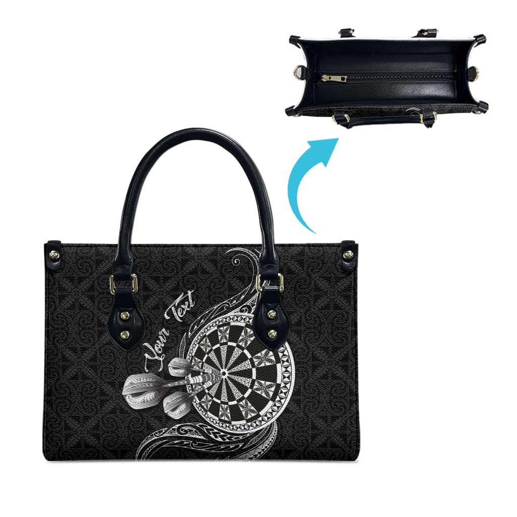 Personalised Niue Darts Masters Leather Bag Tribal Hiapo Dartboard - Polynesian Pride