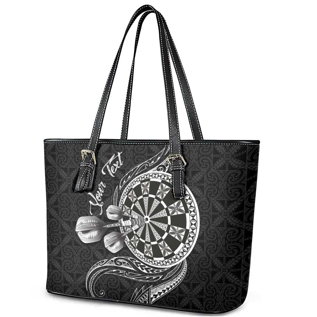 Personalised Niue Darts Masters Leather Tote Bag Tribal Hiapo Dartboard - Polynesian Pride