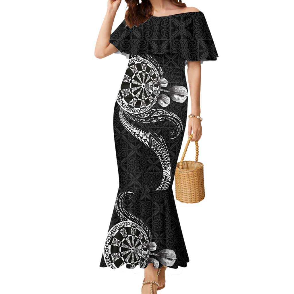 Personalised Niue Darts Masters Mermaid Dress Tribal Hiapo Dartboard - Polynesian Pride
