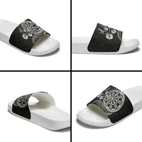 Personalised Niue Darts Masters Slide Sandals Tribal Hiapo Dartboard - Polynesian Pride