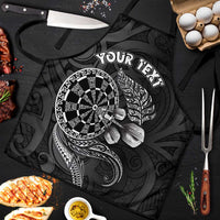 Personalised New Zealand Aotearoa Darts Masters Apron Tribal Silver Fern and Ta Moko Dartboard LT03 Black - Polynesian Pride