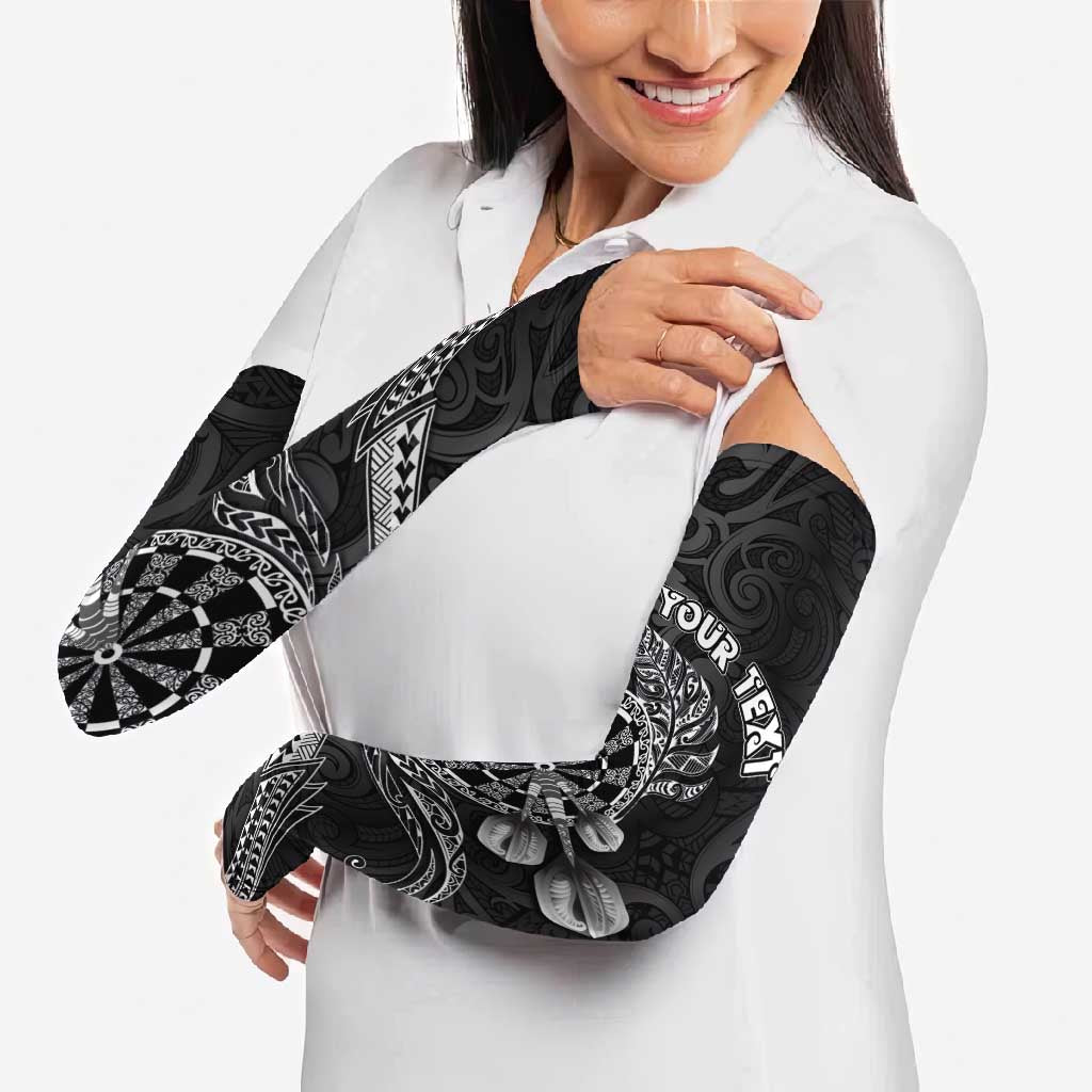 Personalised New Zealand Aotearoa Darts Masters Arm Sleeves Tribal Silver Fern and Ta Moko Dartboard LT03 - Polynesian Pride