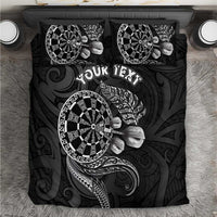 Personalised New Zealand Aotearoa Darts Masters Bedding Set Tribal Silver Fern and Ta Moko Dartboard LT03 Black - Polynesian Pride
