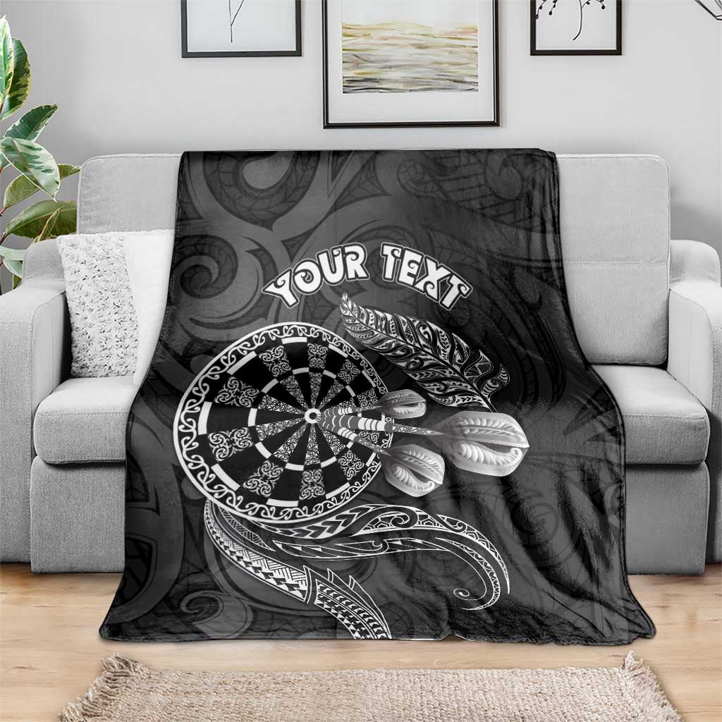 Personalised New Zealand Aotearoa Darts Masters Blanket Tribal Silver Fern and Ta Moko Dartboard LT03 - Polynesian Pride