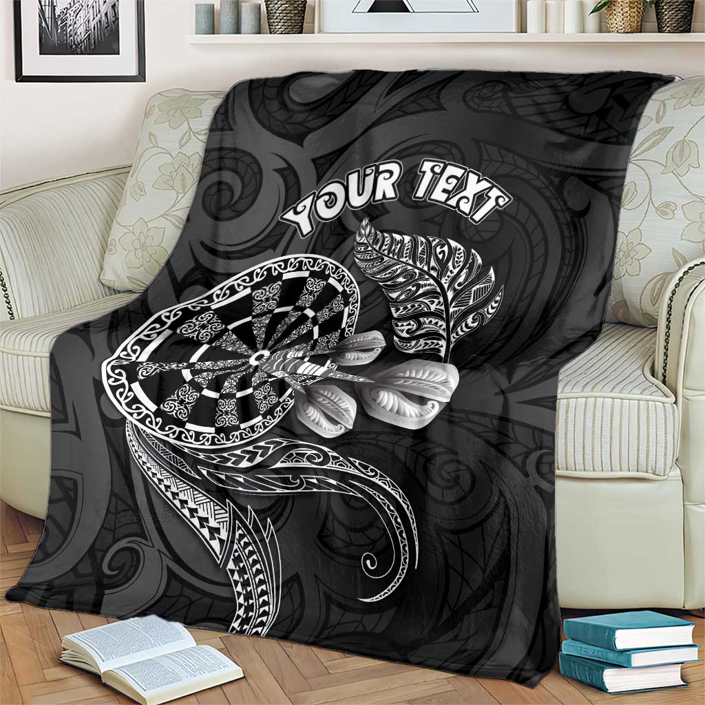 Personalised New Zealand Aotearoa Darts Masters Blanket Tribal Silver Fern and Ta Moko Dartboard LT03 - Polynesian Pride
