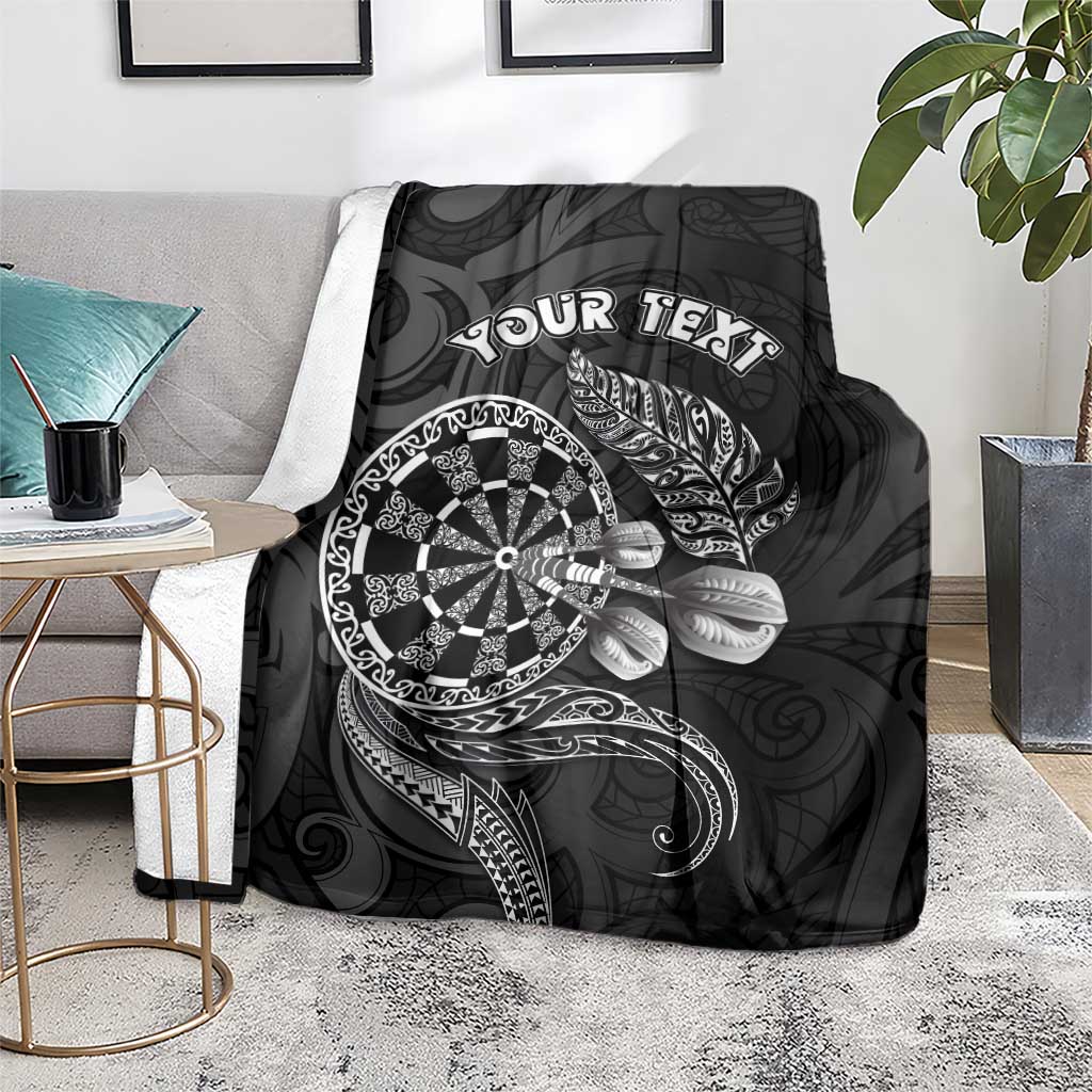 Personalised New Zealand Aotearoa Darts Masters Blanket Tribal Silver Fern and Ta Moko Dartboard LT03 - Polynesian Pride