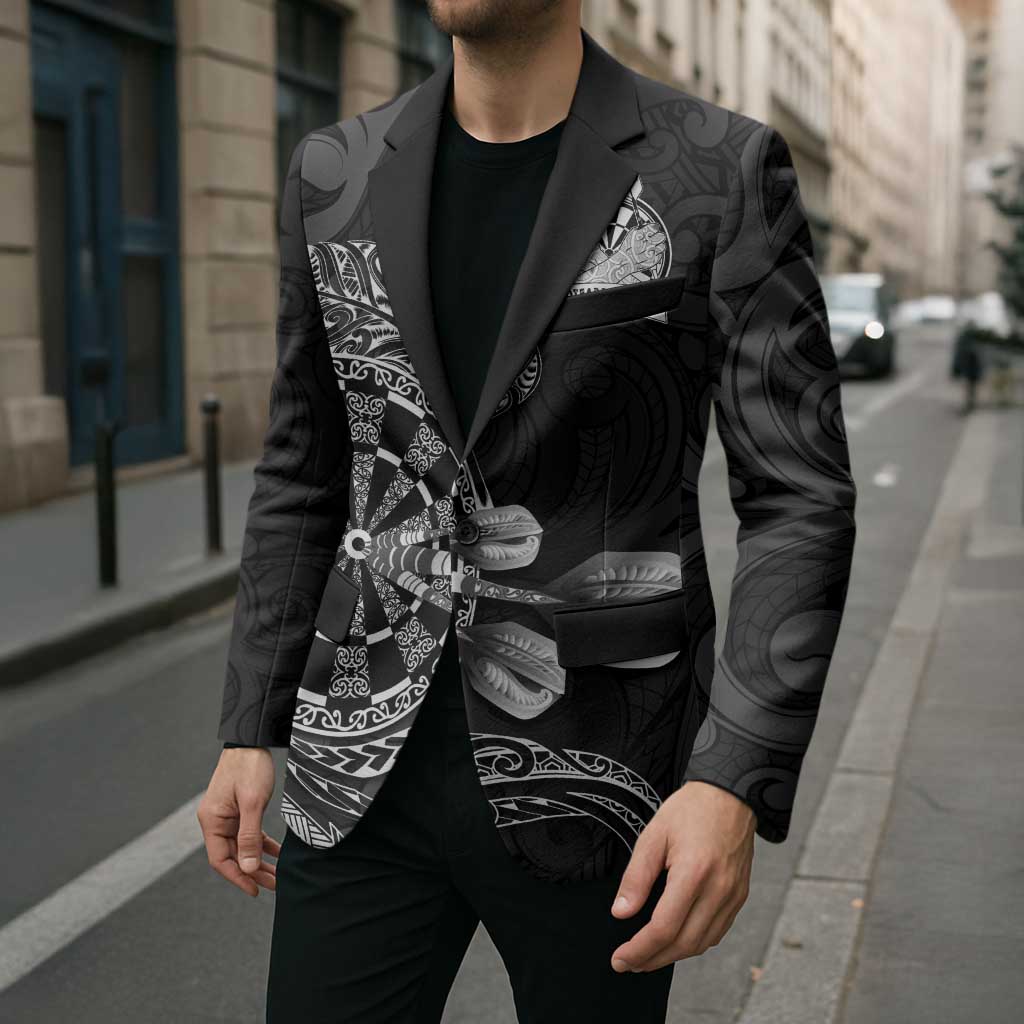 Personalised New Zealand Aotearoa Darts Masters Blazer Tribal Silver Fern and Ta Moko Dartboard LT03 - Polynesian Pride