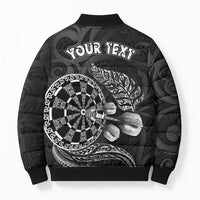 Personalised New Zealand Aotearoa Darts Masters Bomber Puffer Jacket Tribal Silver Fern and Ta Moko Dartboard LT03 - Polynesian Pride