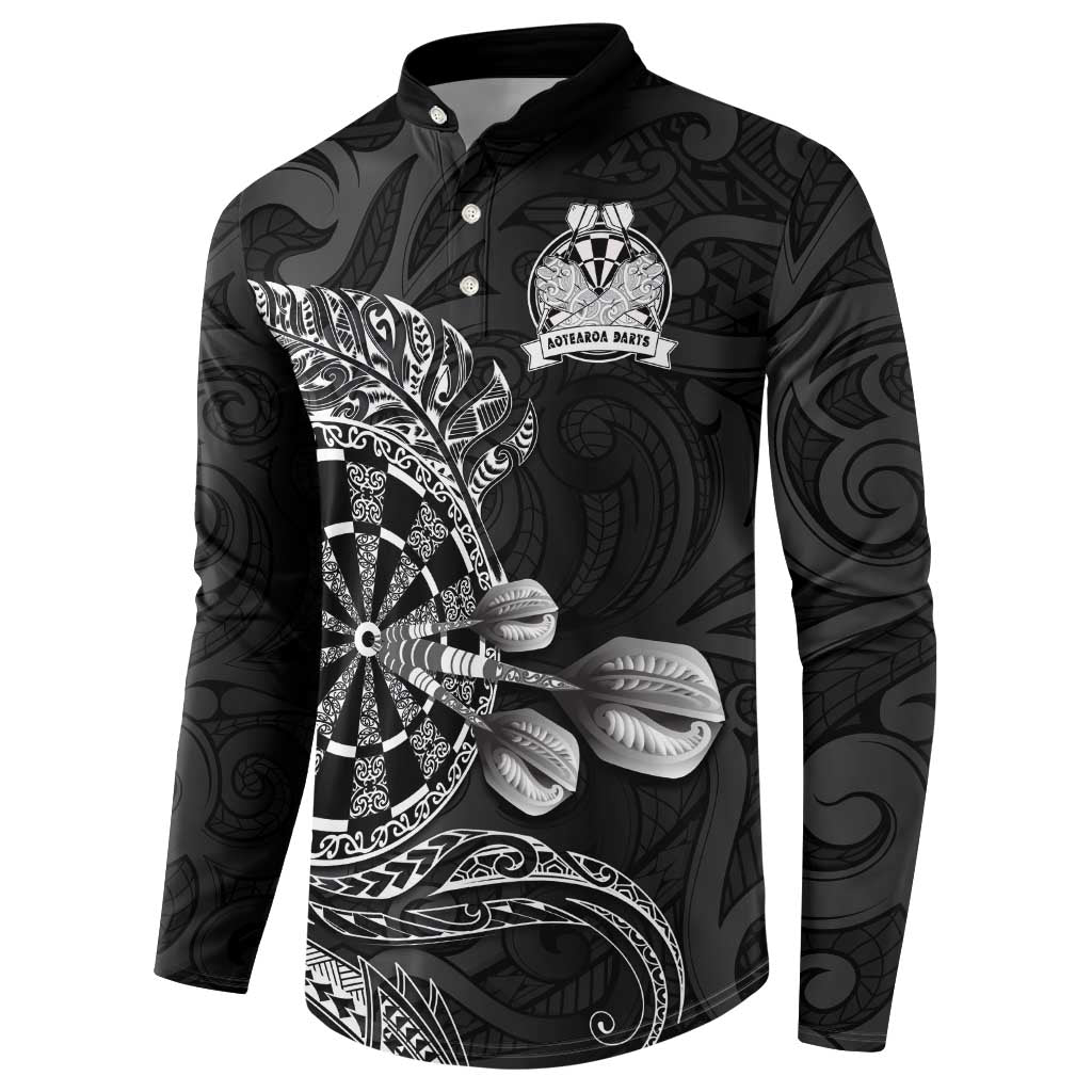 Personalised New Zealand Aotearoa Darts Masters Button Sweatshirt Tribal Silver Fern and Ta Moko Dartboard LT03 - Polynesian Pride