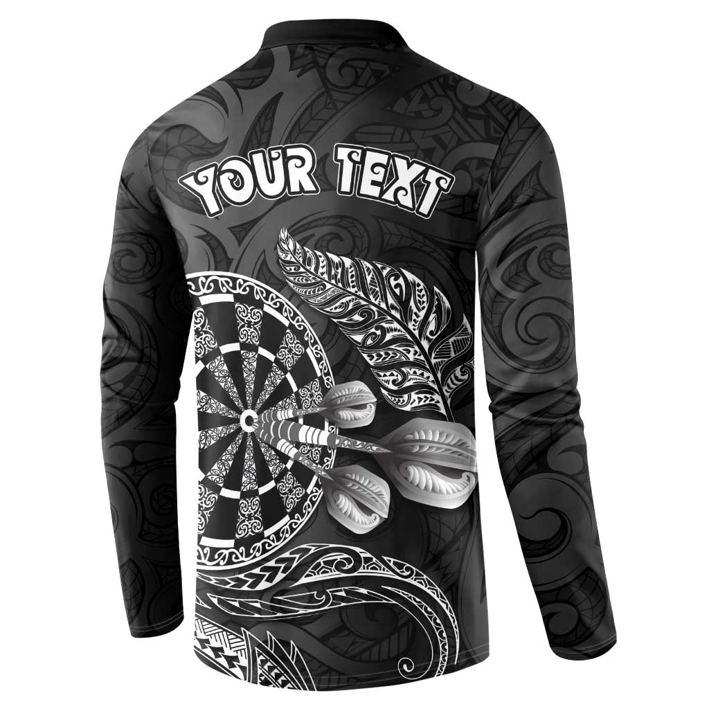 Personalised New Zealand Aotearoa Darts Masters Button Sweatshirt Tribal Silver Fern and Ta Moko Dartboard LT03 - Polynesian Pride