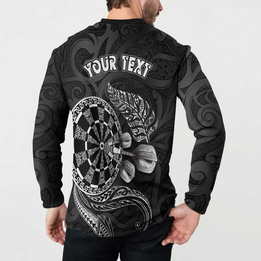 Personalised New Zealand Aotearoa Darts Masters Button Sweatshirt Tribal Silver Fern and Ta Moko Dartboard LT03 - Polynesian Pride