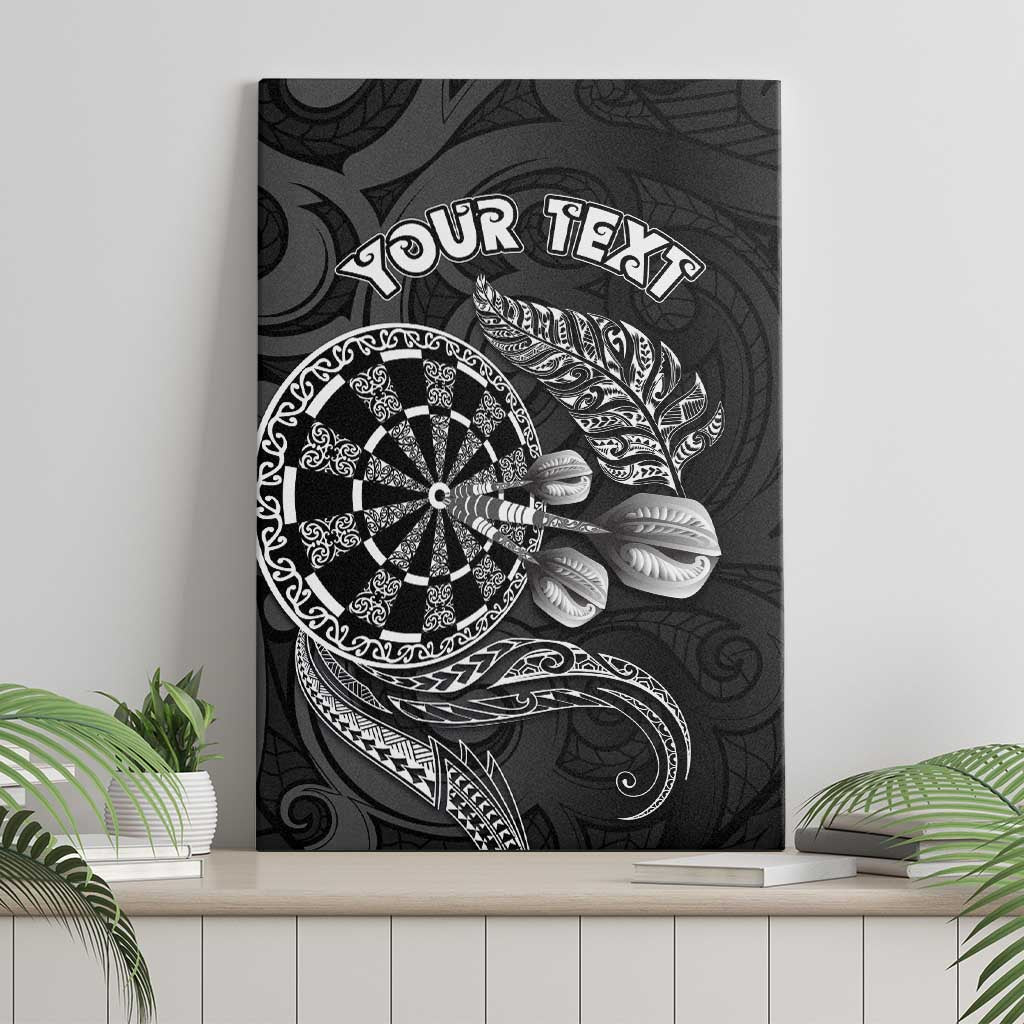 Personalised New Zealand Aotearoa Darts Masters Canvas Wall Art Tribal Silver Fern and Ta Moko Dartboard LT03 - Polynesian Pride