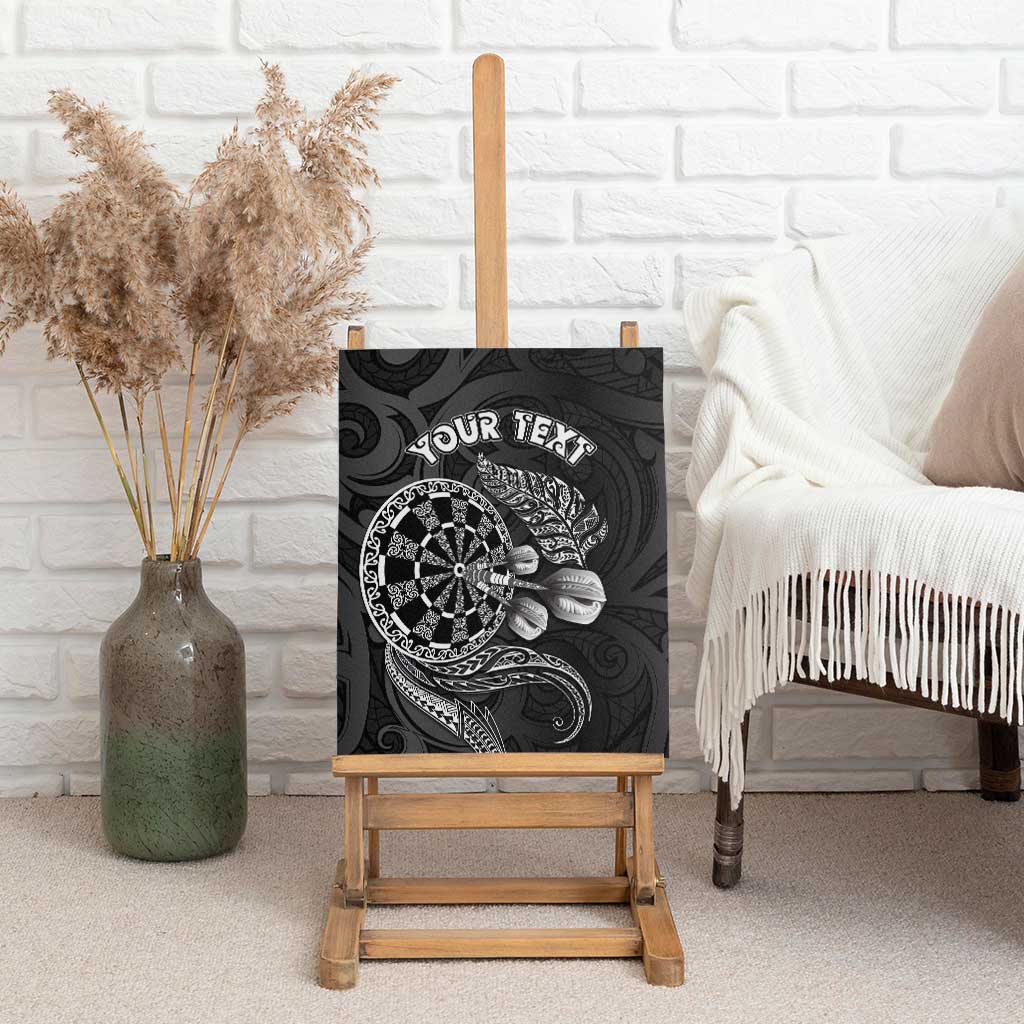 Personalised New Zealand Aotearoa Darts Masters Canvas Wall Art Tribal Silver Fern and Ta Moko Dartboard LT03 - Polynesian Pride