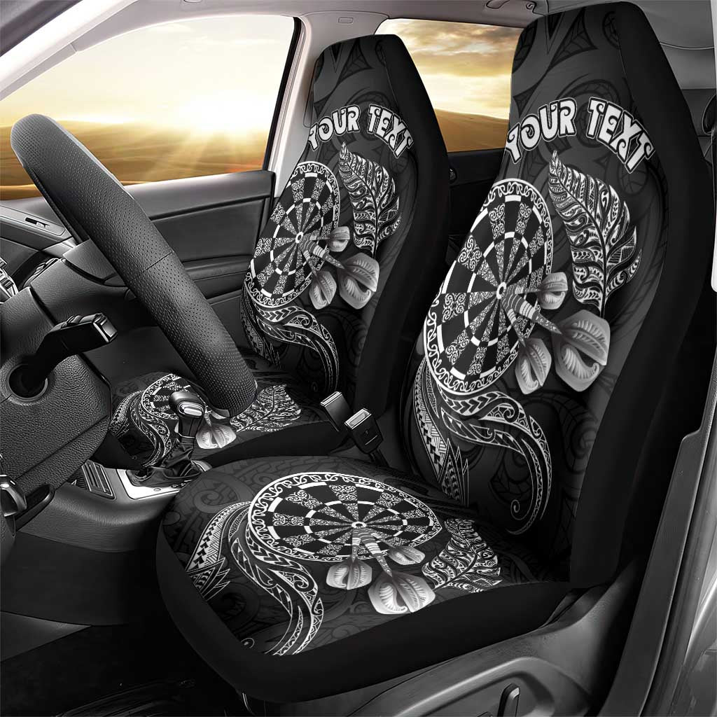 Personalised New Zealand Aotearoa Darts Masters Car Seat Cover Tribal Silver Fern and Ta Moko Dartboard LT03 - Polynesian Pride