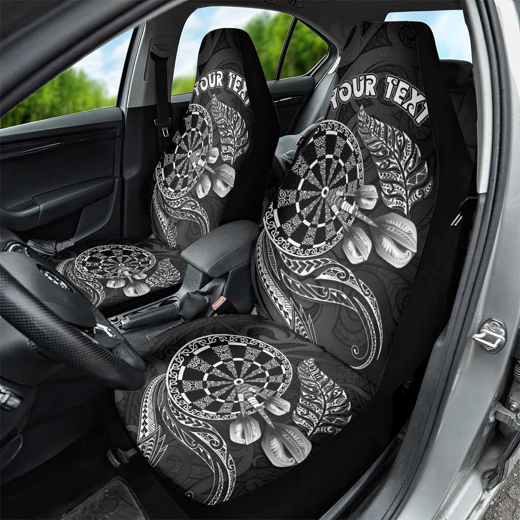 Personalised New Zealand Aotearoa Darts Masters Car Seat Cover Tribal Silver Fern and Ta Moko Dartboard LT03 - Polynesian Pride