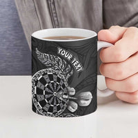 Personalised New Zealand Aotearoa Darts Masters Ceramic Mug Tribal Silver Fern and Ta Moko Dartboard LT03 - Polynesian Pride