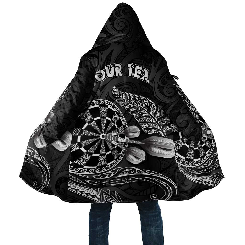 Personalised New Zealand Aotearoa Darts Masters Cloak Tribal Silver Fern and Ta Moko Dartboard LT03 Unisex Black - Polynesian Pride
