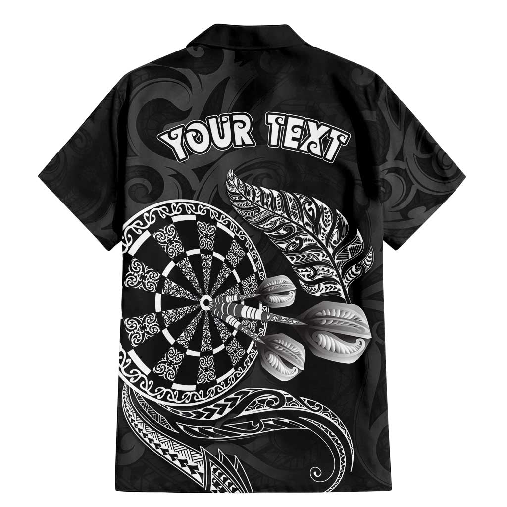 Personalised New Zealand Aotearoa Darts Masters Family Matching Mermaid Dress and Hawaiian Shirt Tribal Silver Fern and Ta Moko Dartboard LT03 - Polynesian Pride