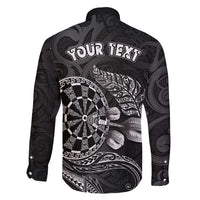 Personalised New Zealand Aotearoa Darts Masters Family Matching Mermaid Dress and Hawaiian Shirt Tribal Silver Fern and Ta Moko Dartboard LT03 - Polynesian Pride