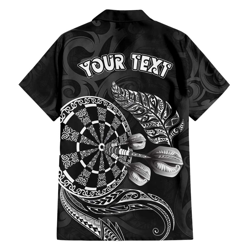 Personalised New Zealand Aotearoa Darts Masters Family Matching Off Shoulder Maxi Dress and Hawaiian Shirt Tribal Silver Fern and Ta Moko Dartboard LT03 - Polynesian Pride