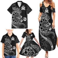 Personalised New Zealand Aotearoa Darts Masters Family Matching Summer Maxi Dress and Hawaiian Shirt Tribal Silver Fern and Ta Moko Dartboard LT03 - Polynesian Pride