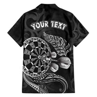 Personalised New Zealand Aotearoa Darts Masters Family Matching Summer Maxi Dress and Hawaiian Shirt Tribal Silver Fern and Ta Moko Dartboard LT03 - Polynesian Pride