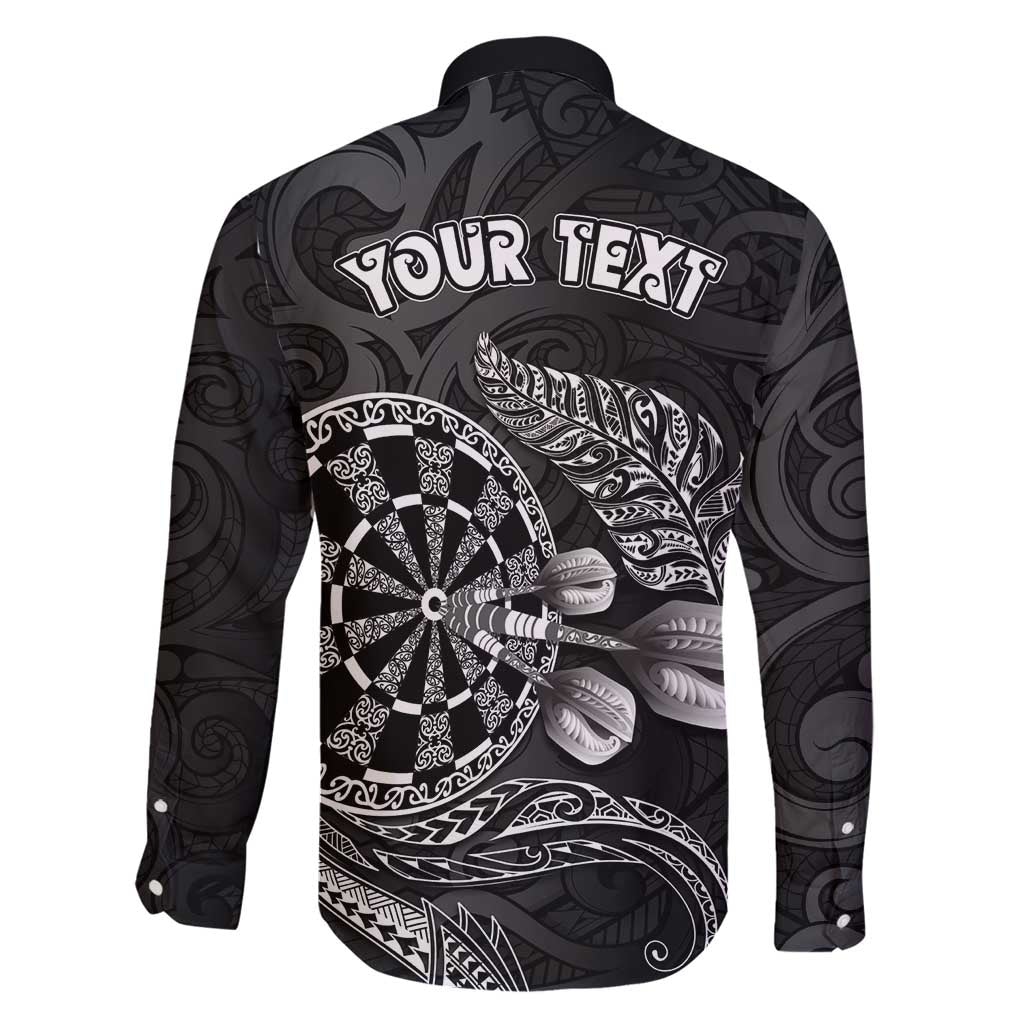 Personalised New Zealand Aotearoa Darts Masters Family Matching Summer Maxi Dress and Hawaiian Shirt Tribal Silver Fern and Ta Moko Dartboard LT03 - Polynesian Pride