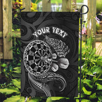 Personalised New Zealand Aotearoa Darts Masters Garden Flag Tribal Silver Fern and Ta Moko Dartboard LT03 Garden Flag Black - Polynesian Pride
