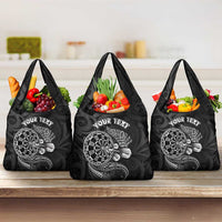 Personalised New Zealand Aotearoa Darts Masters Grocery Bag Tribal Silver Fern and Ta Moko Dartboard LT03 3-pack One Size Black - Polynesian Pride