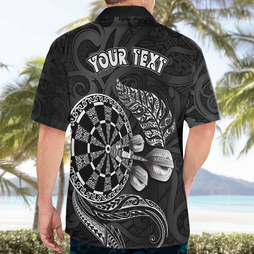 Personalised New Zealand Aotearoa Darts Masters Hawaiian Shirt Tribal Silver Fern and Ta Moko Dartboard LT03 - Polynesian Pride